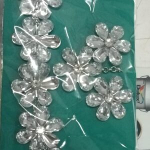 Silver Plated Kundan Necklace Set With Earrings And Maangtika A Radiant Floral Masterpiece For Women