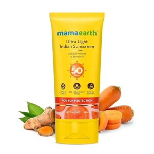 Mamaearth Ultra Light Indian Sunscreen With Carrot Seed And Turmeric 80Gm