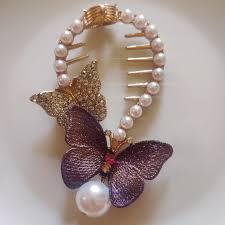 Beauty Flow Pack Of 1 Hair Bun Clip Butter Fly Rhinestone Claw Hair Clips For Women Girls