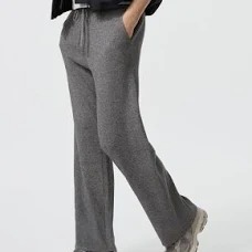 Uniqlo Women Washable Knit Ribbed Pants 08 Dark Gray Size L