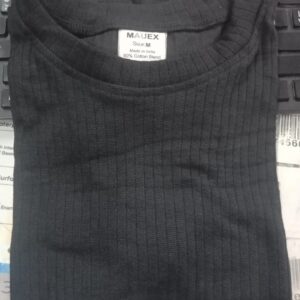 Women Ribbed Crew Neck T Shirt Color Black Size M