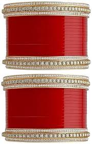Women Wedding Chuda Red Golden Colour Size 2.4