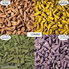 Multi Fragrance Dhoop Cones For Pooja Combo Pack Of 4 I Chandan Mogra Lavender Rose Dhoop Cones