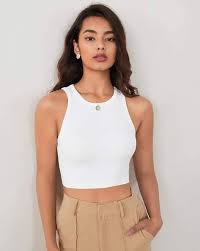 Women Crop Top White Colour Size M