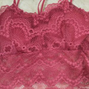 Women Lace Bralette Color Red Size M