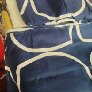 Navy Blue And White Elastic Double Bed Sheet With Pillow Cover