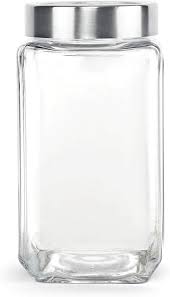 Transparent White Lid Glass Grocery Jar 500Ml