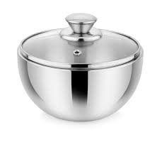 Steelfab Kohinoor Safari Stainless Steel Bowl With Glass Lid 1Ltr