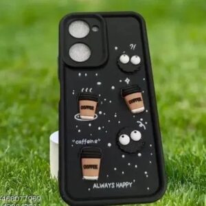 Black Color Silicone Panda Coffee Design Vivo Y18 Case Cover