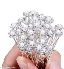 White Pearl Crystal Hair Pins Flower Rhinestone Hair Clips 12 Pcs