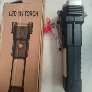 Black Colour Plastic Led 3W Torch