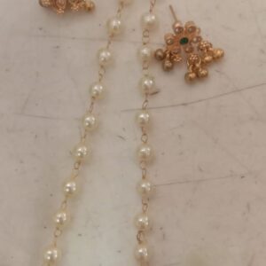 White Pearl And Red Color Women Necklace Set With Earring