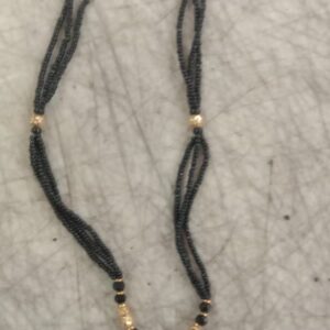 Black Beads And Gold Leaves Design Mangalsutra For Women