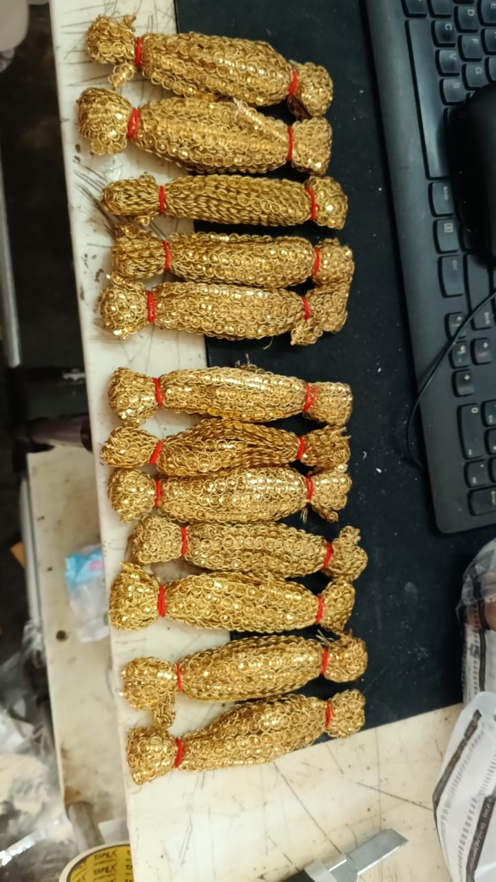 Bundles Of Golden Gota Lace Which Is A Type Of Decorative Indian Clothing And Crafts. 3 Metr Pack Of 12