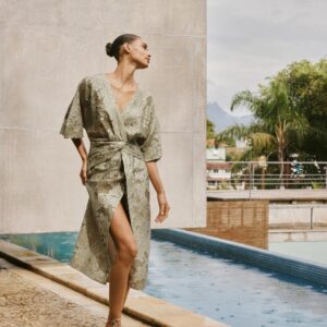 Zara Textured Draped Dress For Women Size L