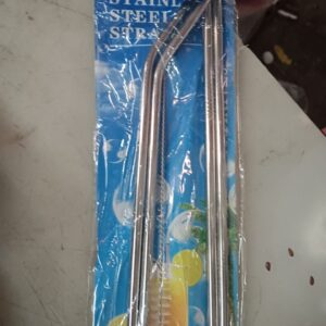 Stainless Steel Straws For Drinking With Cleaning Brush Silver