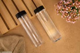 Glass Water Bottle With Air Tight Black Matte Lid 1000Ml Pack Of 5