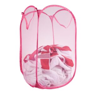 Nylon Mesh Laundry Basket Multi Colour Pink Colour