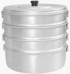 4 Tier Aluminium Momo Steamer With 2.3 L Water Capacity Silver 8 Inch