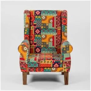 Chumbak The Begum Wing Chair Floral Swirls Multicolour