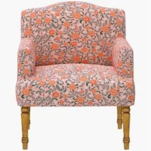 Chumbak Nawaab Arm Chair Earthy Florals Peach Colour