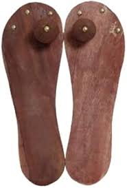 Unisex Premium Pooja Wooden Charan Paduka Slippers Free Size Puja Mandir