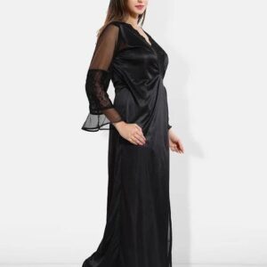 Black Silk Dress Maxi Women Size Xxl