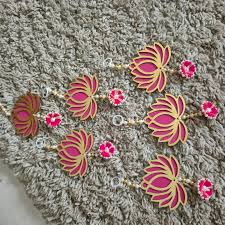 Handmade Wall Decor Lotus With Jhumki Style Hanging For Home Decor Diwali Decor 6 Pcs