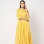 Avaasa Mix N Match Floral Print Flared Kurta Lt Yellow Size Xs For Women