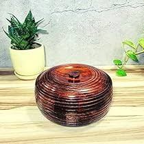 Wood Ring Carved Design Floral Chapati Roti Box