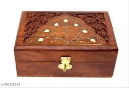 Wooden Jewellery Box In The Box Comes With A Velvet Inner Lining And A Brass