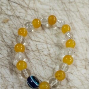 Clear Crystal Quartz Sphatik And Yellow Citrine Bracelet