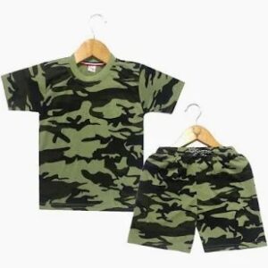 Boys Military Printed T Shirt With Shorts Size S