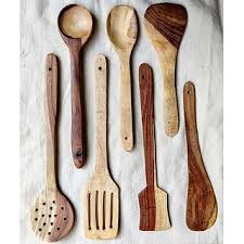 Wooden Cooking And Serving Spoon Set For Kitchen Set Of 7