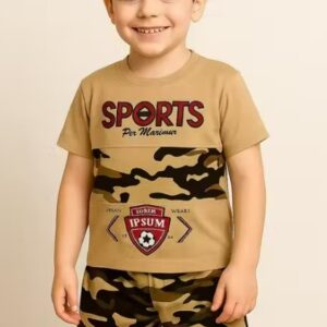 Beige Tshirt And Shorts Half Pant Summer Set For Baby Boy Size S