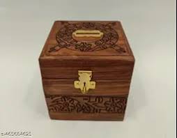 Wooden Coin Saving Box Bank With Carving Work And Lock