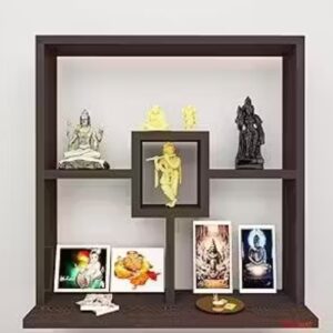Wall Mounted Hanging Puja Temple Shelf Stylish Wood God Stand For Pooja Room Mandir Stand For Temple