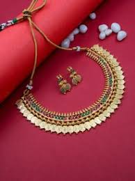 Gold Plated Stone Studded Temple Jewellery Set