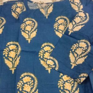 Blue Floral Printed Short Kurti For Women Size Xl
