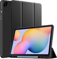 Samsung Tab S6 Lite 10.4 Cover Soft Flexible Flip Case Cover With Left Side S Pen Holder Black