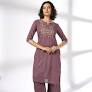 Avaasa Women Striped Straight Kurta And Palazzos Mauve Colour Set Size L