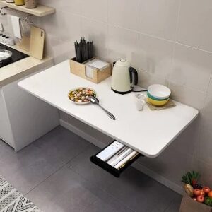 Wooden Wall Mounted Folding Study Table White Size 31X16 Inches