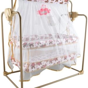 Mama Luv Mee Premium Quality Blue Baby Cradle With Swing Mosquito Net Baby Palna Blue