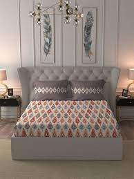 Mytrident Red Cotton 144 Queen Bed Sheet With 2 Pillow Covers Beacon Red