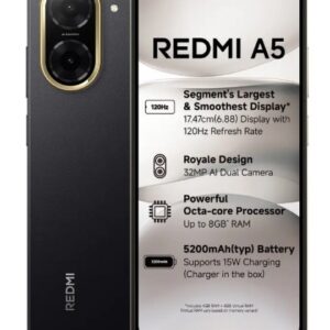 Redmi A5 Just Black || 3GB/ 64GB || with Box and Charger || IMEI 868789075172147