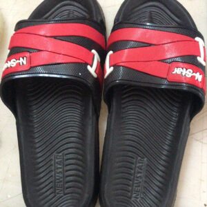 Mens Rubber Flip Flop Slipper Black Red Size 8