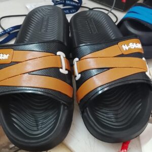 Men Side Slippers Brown And Black Colour Size 6