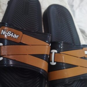 Black And Brown Color Men Slipper Size 6