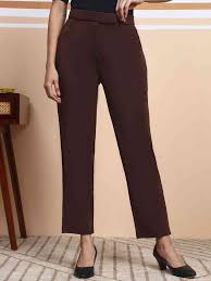 Women Coffee Brown Trousers Size M