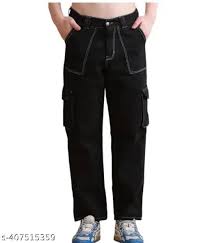 Cotton Black Cargo Pant And Jeans For Men Size 28